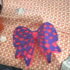 Purple Pink Checkered Fabric Bow Girls car freshie