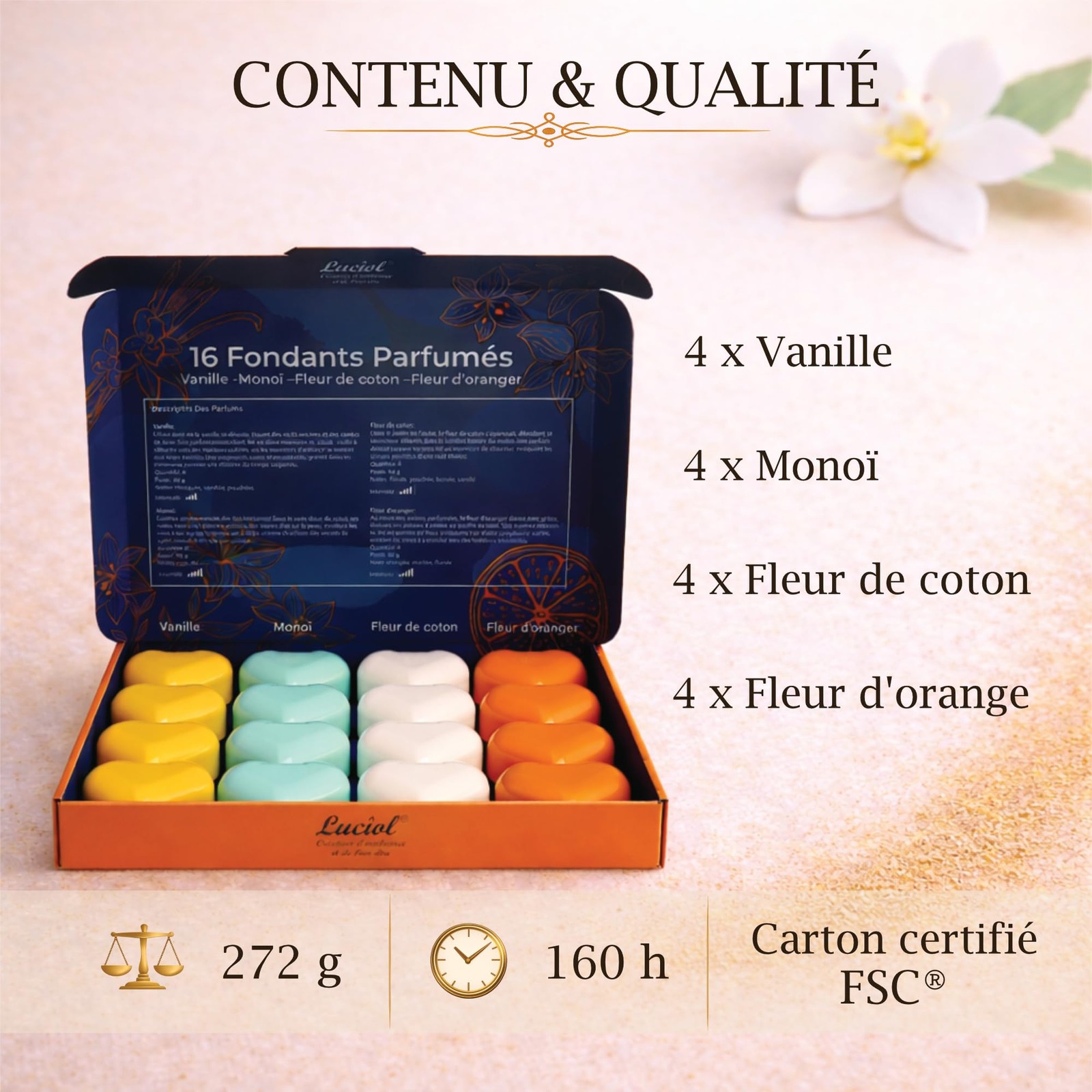 Cire parfumée pour brûleur de qualité artisanale à base d'extraits de Grasse