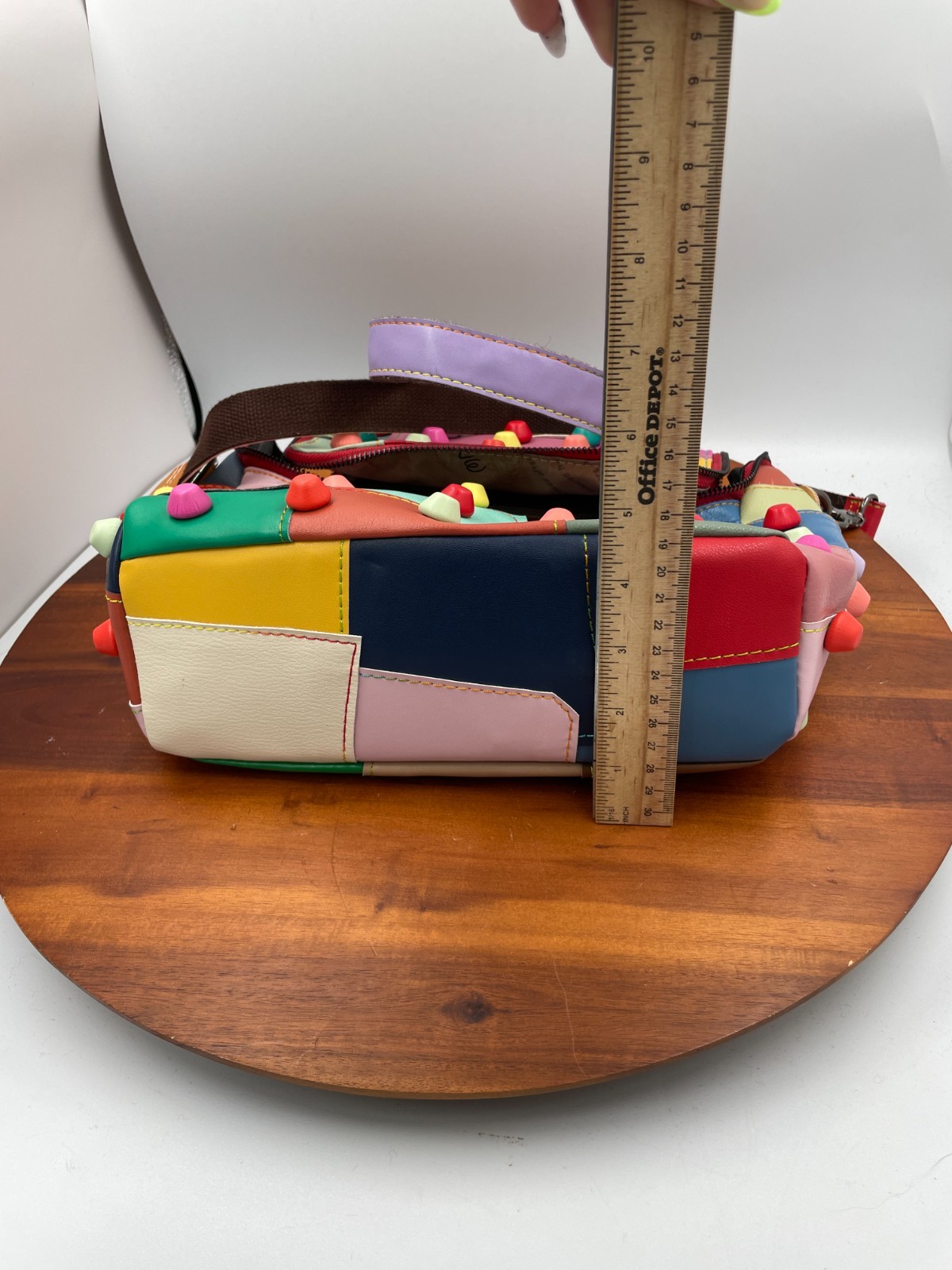 Multi-dot patchwork messenger bag - image 7