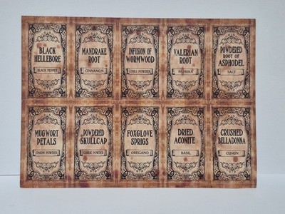 Apothecary Spice Labels 5x7in The Wizarding Trunk Harry Potter