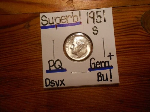 1951S Roosevelt Dime Gem BU+ SUPERB!!! PQ!!!! TOUGH DATE!!!!!!