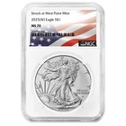 2025 (W) $1 American Silver Eagle NGC MS70 Flag Label
