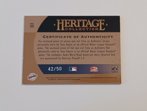 2005 Donruss Diamond Kings Heritage Collection Combo TONY GWYNN /50 - Picture 2 of 2