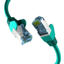 RJ45 Patch Cable with CAT7 Raw Cable Green 15 m