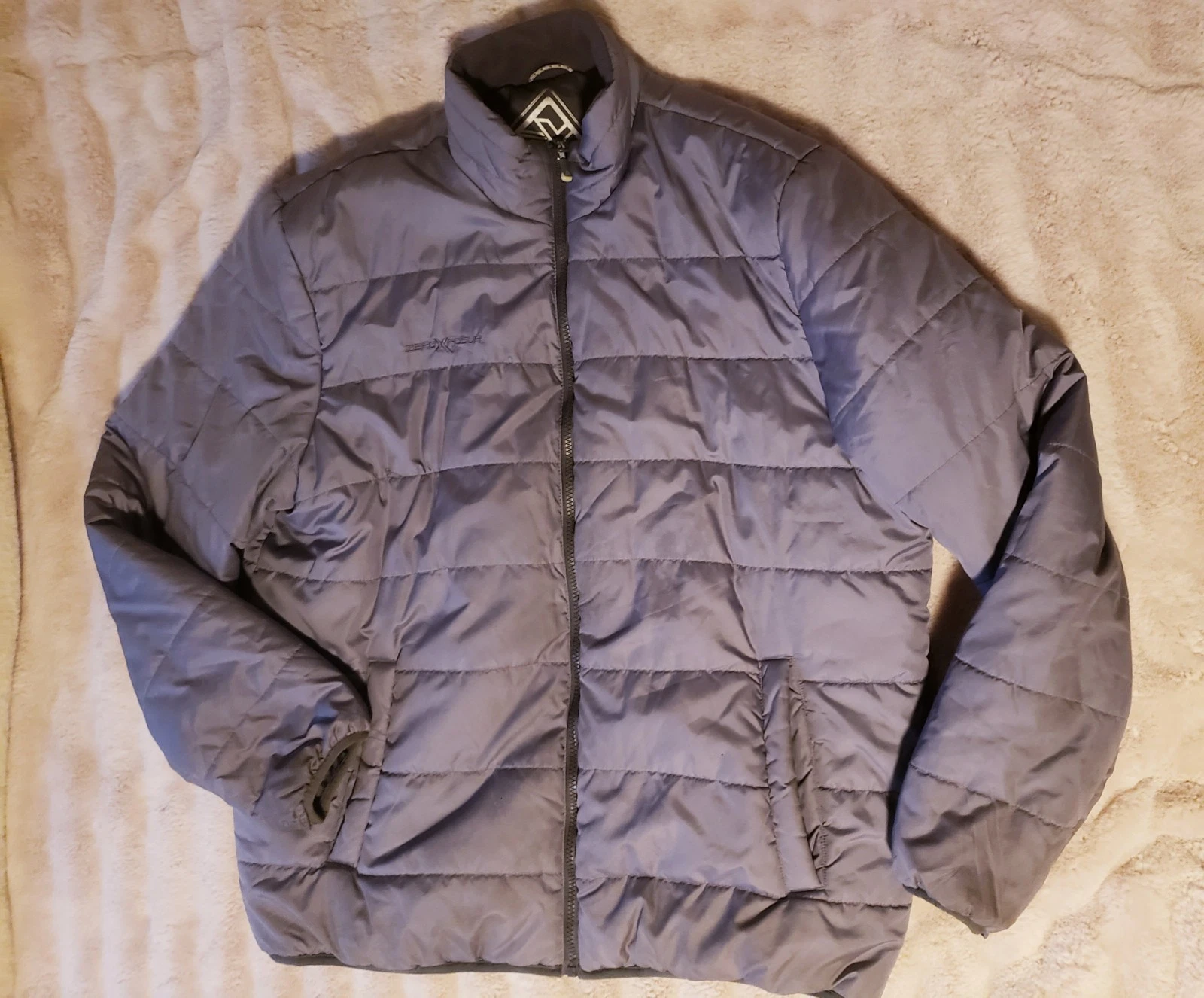 ZeroXposur Puffer Jacket Insulated Men's XL Gray Full Zip Pockets Packable