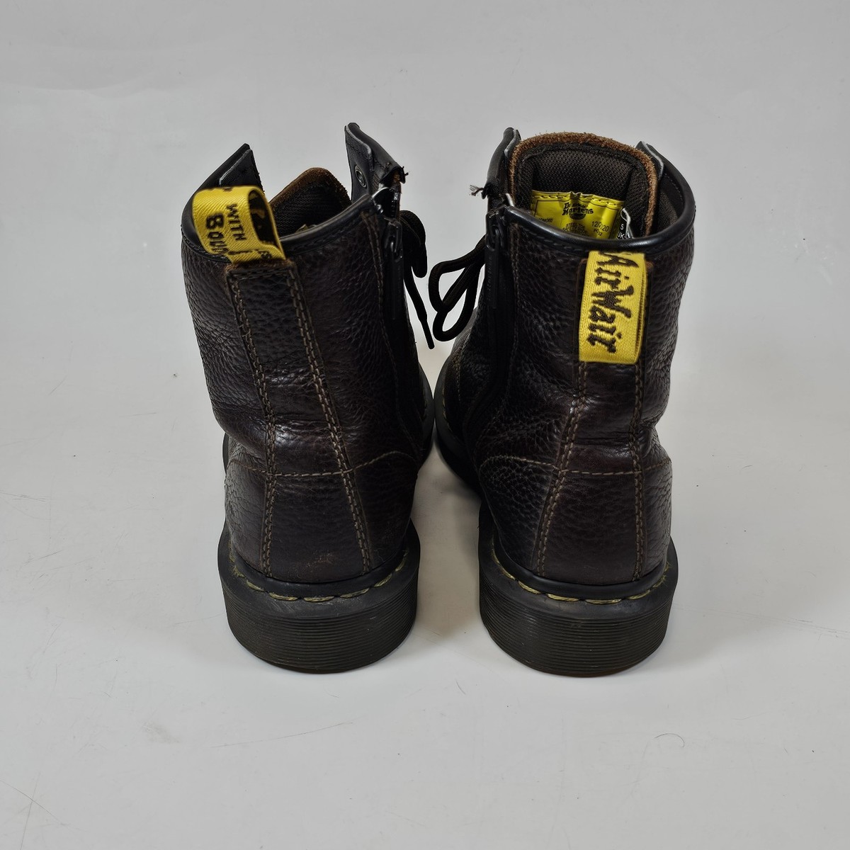 Dr. Martens AirWair Industrial Steel Toe Brown Boots Side Zip