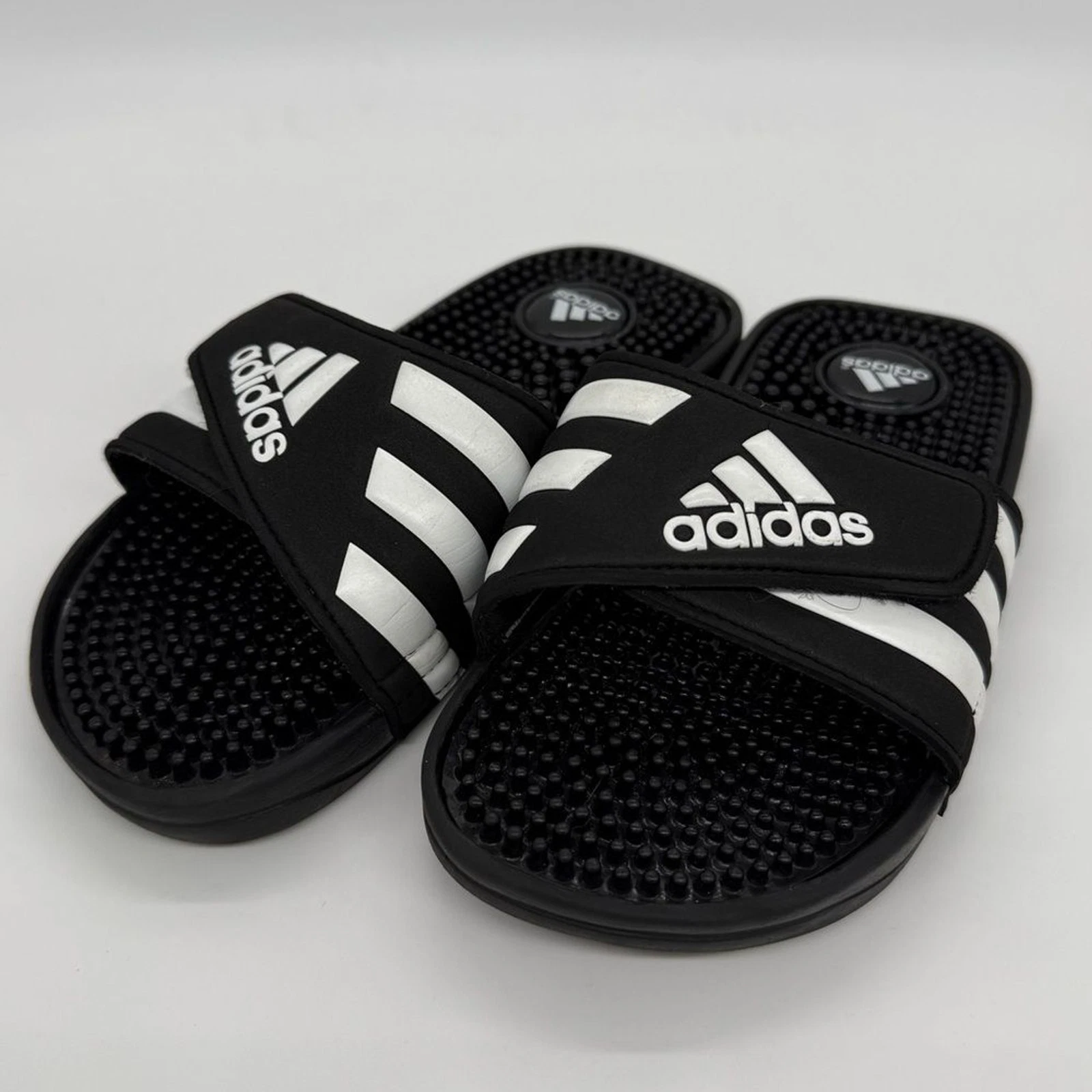 Scarpe sandali Adidas Adissage neri regolabili slide bambini giovani taglia 2 078285