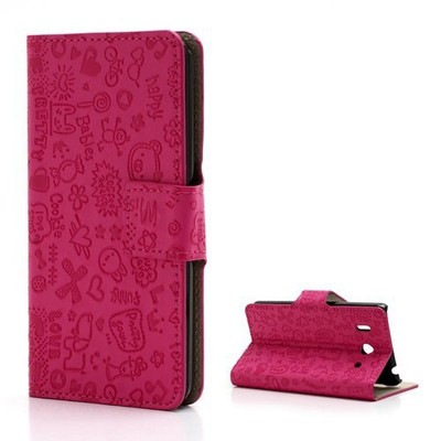  GRAFFITI Huawei Ascend G510 Etui Flip Business Case Deep Pink Rosa