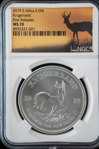 2019 South Africa 1 oz .999 Silver Krugerrand NGC MS-70 First Releases