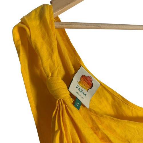 Farm Rio Marigold Yellow Knotted Linen One Shoulder Crop Top Size XS - Picture 6 of 10