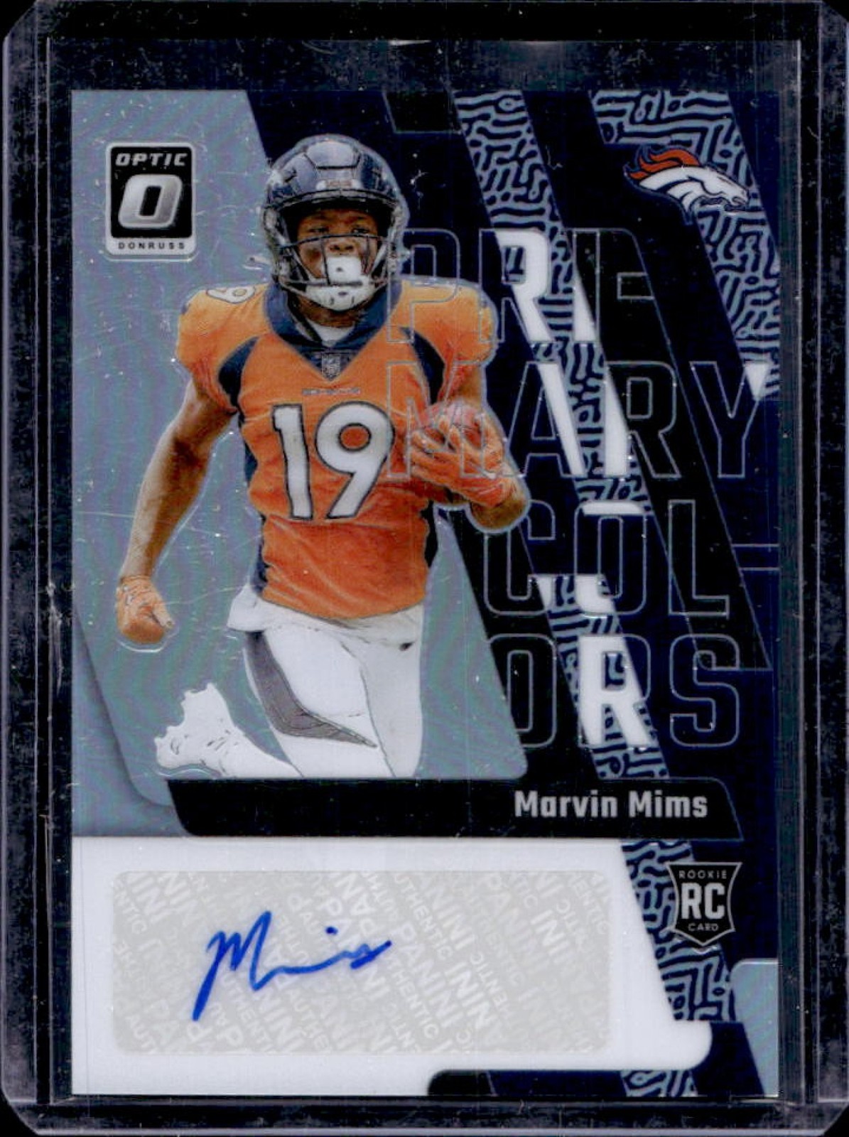 2023 Donruss Optic Marvin Mims Primary Colors Auto RC #14/99 Broncos