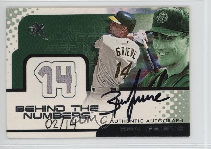 2001 Fleer E-X Behind the Numbers Jerseys Auto 2/14 Ben Grieve Auto 0zv5