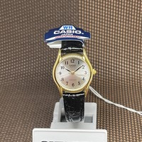Casio LTP-1094Q-7B2 Analog Schwarz Leder Damen Casual Elegant Klassisch Gold Uhr
