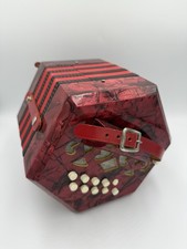 Vintage Concetina/Accordion Made In Italy, Red Pearl Cellulose 20 Key