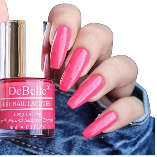 DeBelle Gel Nail Polish Fuschia Rose (Bright Pink Nail Paint)|Non UV - Gel Finis