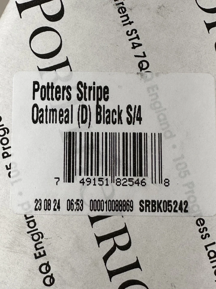 Portmeirion Potter's Stripe Oatmeal Cereal Soup Bowl Black Set of 4 Made In UK - Image 2 of 4