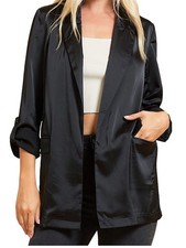 Black Blazer With Rolled Up Sleeve