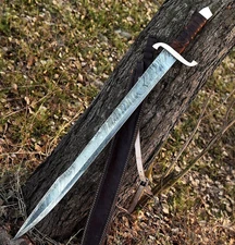 Hand Forged Damascus Steel Viking Sword Sharp Battle Ready Medieval Sword+Sheath