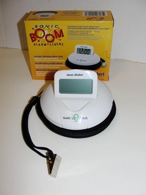 Sonic Boom Alarm Clock  Portable Vibrating Alarm w Case  - New Open Box SBP100