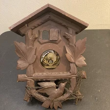 German Black Forest Cuckoo Clock Wooden Vtg Rare FOR PARTS OR REPAIR