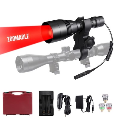 A8Plus Long Range Zoomable Hunting Flashlight Spotlight Kit, Green Red White ...