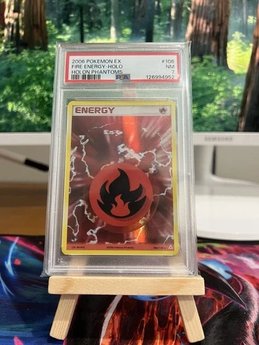 2006 POKEMON ex Holon Phantoms Fire Energy 106/110 Holo Rare PSA 7 NM