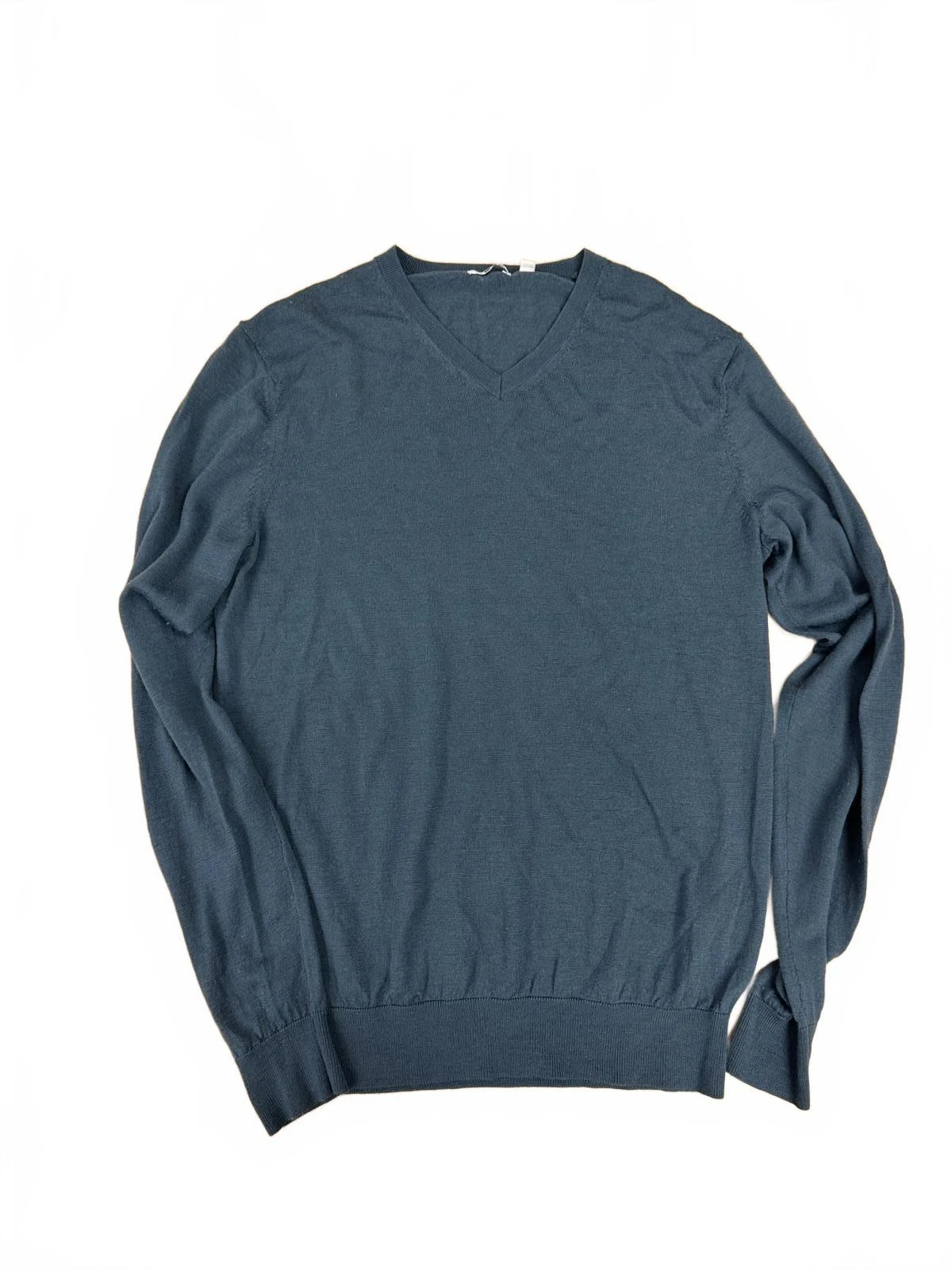 Uniqlo Men's V-Neck wool Sweater Medium Blue
