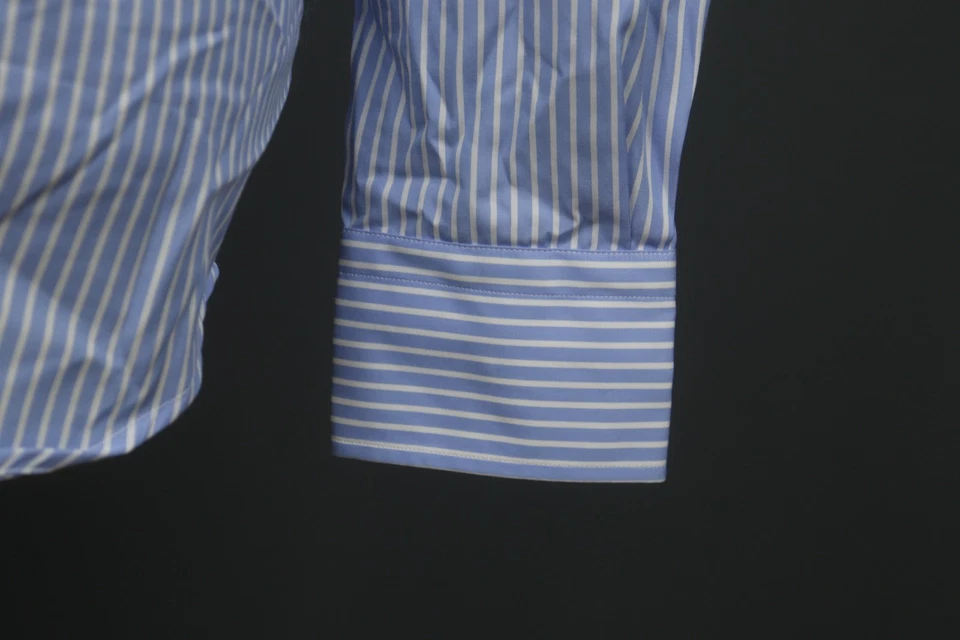 Paul & Shark 蓝色白色条纹 100% 棉领正装衬衫 M 码 — 第 4/4 张图片