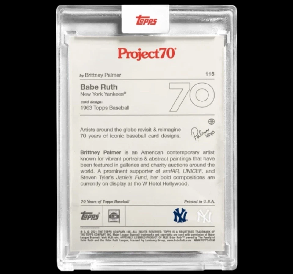 Topps Project 70 #115 1963 2021 Babe Ruth - Yankees de Nueva York - Brittney Palmer Foto 2 de 2