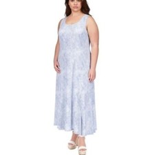 Michael Kors Plus Size Printed Sleeveless Maxi Dress 3X Pastel Blue Resort NWT