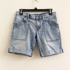 Loft Outlet Ann Taylor Women  s Sz 4 Denim Boyfriend Cuffs Stretch Faded Shorts