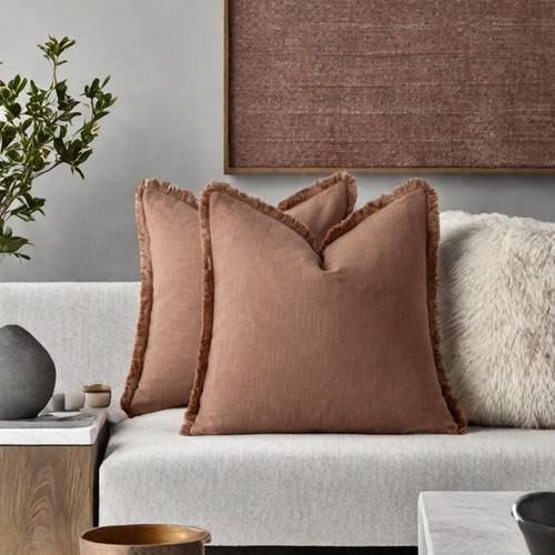 Fundas de Almohada de Lino con Borlas Flecos Decorativas Tiro de Almohada Rústico H9J2 - Imagen 6 de 18