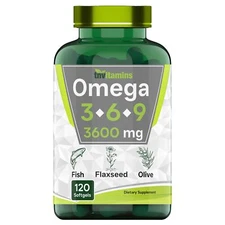 Triple Omega 3◆ 6◆ 9 3600mg x 120 Softgels | Omega Essential Fatty Acids from...