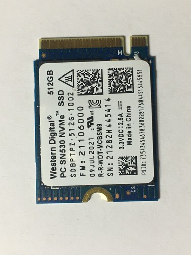 WD PC SN530 512GB M.2 2230 SSD NVMe PCIe For Surface Pro 7 & 8 Steam Deck Laptop - Picture 2 of 6