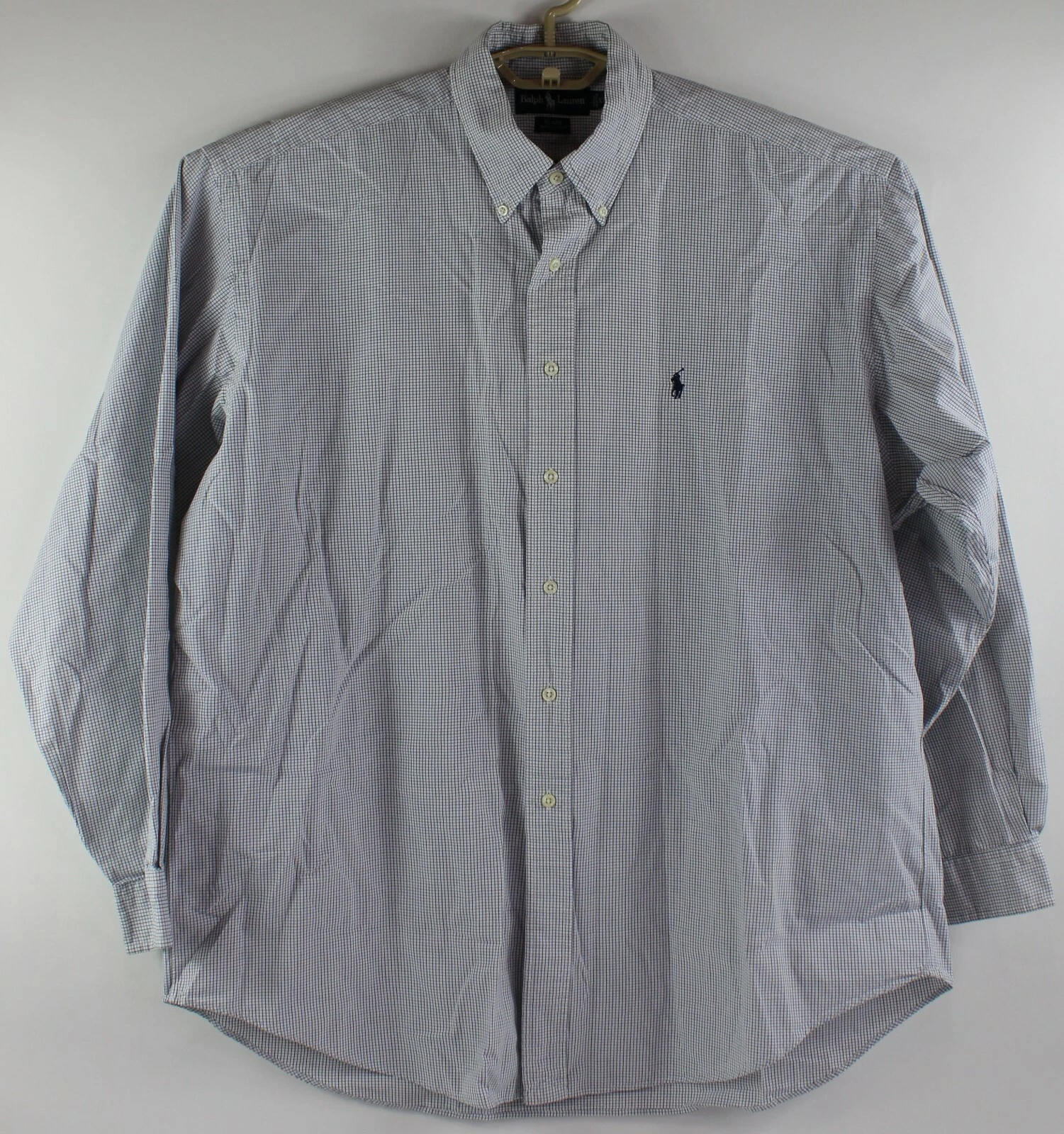 Polo Ralph Lauren Mens Size XL White Checkered Blaire Button Front Shirt
