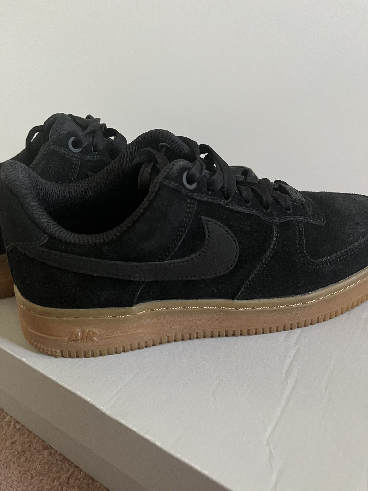 Nike Air Force 1 Black Suede Gum Sole 