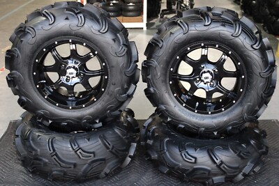HONDA RINCON 28'' MAXXIS ZILLA ATV TIRE & 14'' COBRA BLK WHEEL KIT IRS1CA