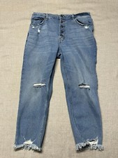 Abercrombie Fitch Jeans Womens 32 14R Ankle Straight Ultra High Rise Button Fly