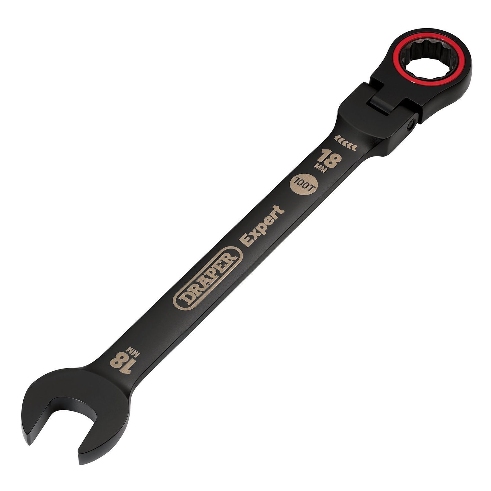 Draper Expert 03925 HI-TORQ® Flexi Head Ratchet Spanner 18mm Black - Image 2