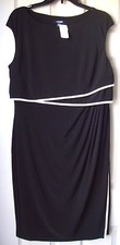 New Chaps Women's Pleated Sheath Dress Black Size XL