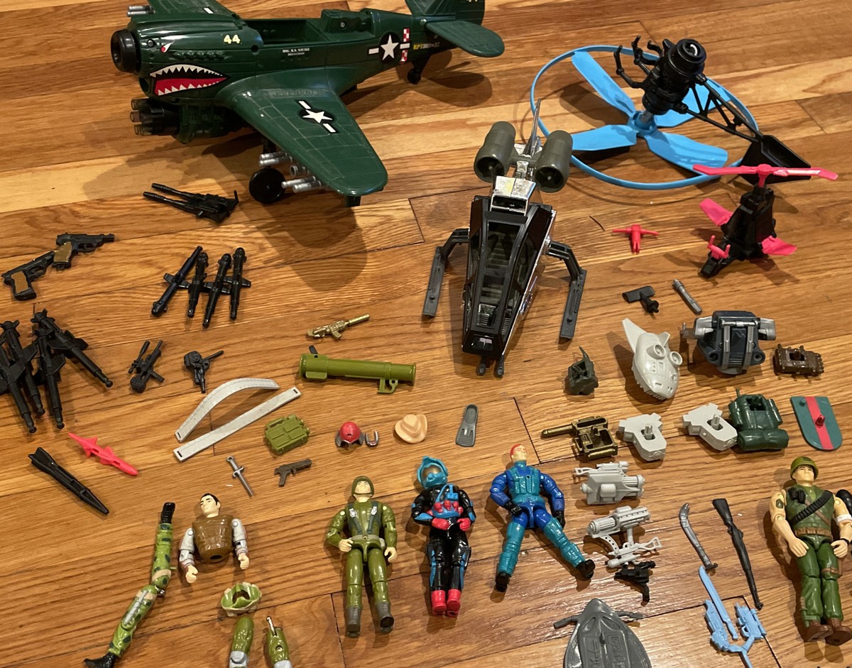 60+pc GI JOE SET P40 Warhawk Hasbro Sgt Savage Blue Fan SkyHawk