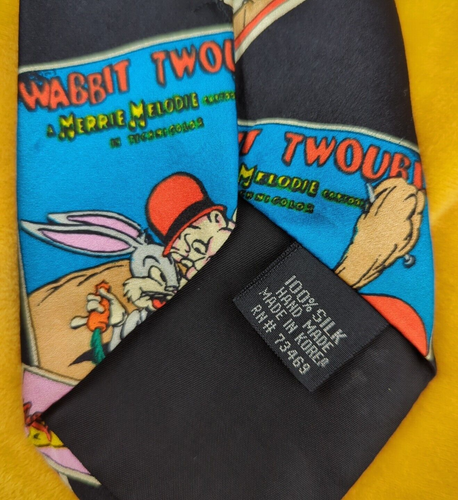 Cravatta collo seta Looney Tunes Addiction Daffy Duck Bugs Bunny Warner Bros vintage 1991 - Foto 4 di 6