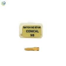 Dental Gold Plated Screw Posts Conical Cross Head Refill Size Medium 5 M5 12/Box