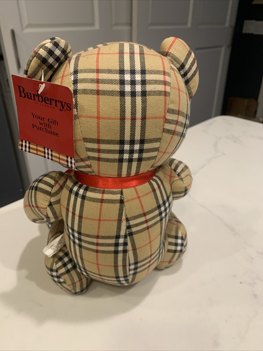 VINTAGE BURBERRY TEDDY BEAR PLUSH FRAGRANCE NOVA CHECK RARE FIND