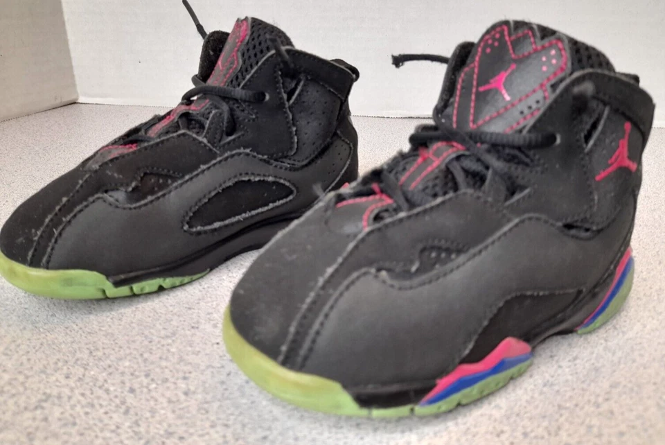 Nike Air Jordan 7 True Flight Negro TD Talla 8C 343797-039 Zapatos Tenis Niños Foto 2 de 4