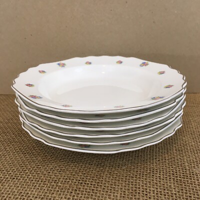 WS George Lido Shabby Cottage White Pink Roses Soup Pasta Bowls (6)