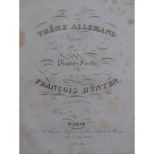 HÜNTEN François Tema Tedesco Op 26 Pianoforte Ca1830