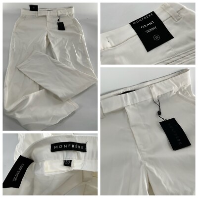 Monfrère Grant Skinny Pants Men s 33x32 Beige Cotton Poly USA NWT $400 YGI D4-22
