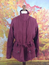 MUSTO purple 100% polyester viscose lined belted Jacket. UK women's size 10