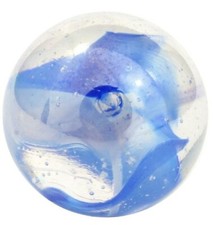 Two 35mm Giant Vapour Glass Marbles w Stands Smoke Swirls Iridescent Vacor 1.4"